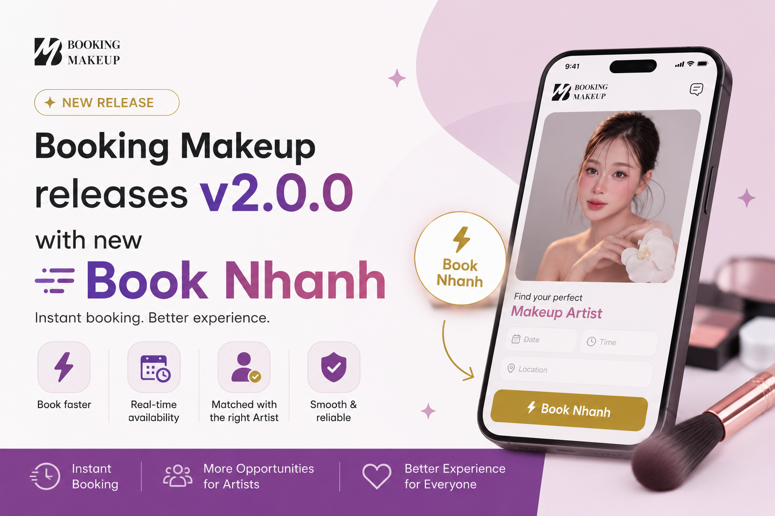 Booking Makeup App Releases v2.0.0 with New “Book Nhanh” Instant Booking Feature